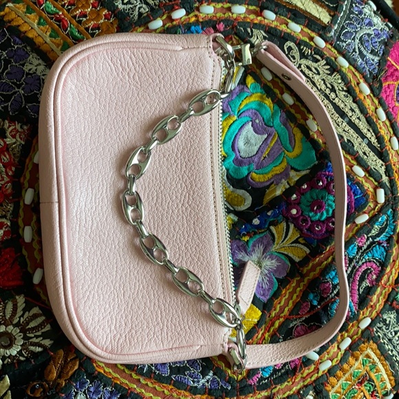 BY FAR mini purse - baby pink with chain